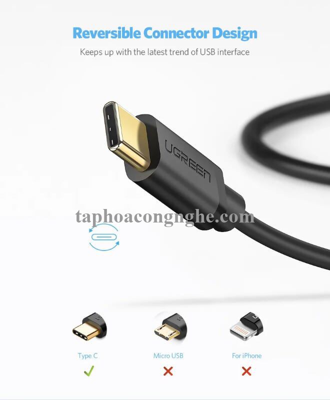 Ugreen 30162 3M màu đen Dây USB 2.0 sang Type-C truyền dữ liệu và sạc US141 30030162